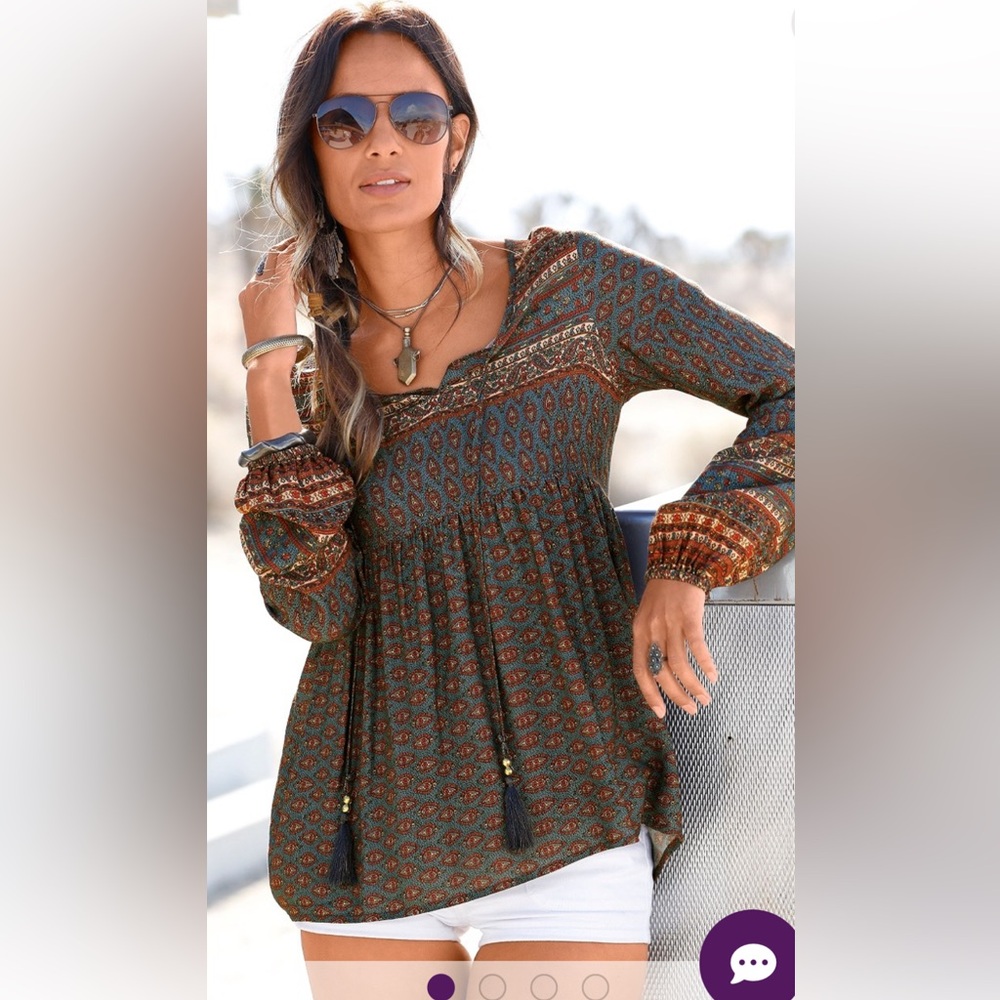 Long Sleeve Boho Print Top - Lascana